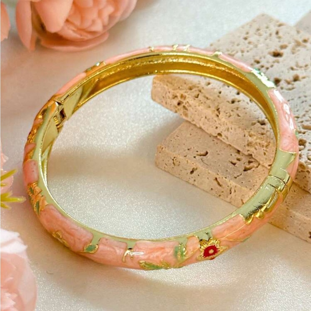Floral Pink Bangle Bracelet